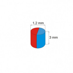 Neodymium magnet cylinder dia.1,2x3 N 180 °C, VMM5UH-N35UH