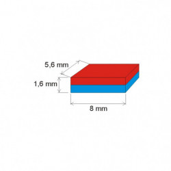 Neodymium magnet prism 8x5,6x1,6 P 180 °C, VMM5UH-N35UH
