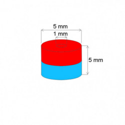 Neodymium magnet ring dia.5xdia.1x5 Z 80 °C, VMM4-N30