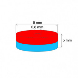 Neodymium magnet ring dia.9xdia.0,8x5 N 80 °C, VMM10-N50