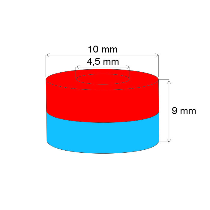 Neodymium magnet ring dia.10xdia.4,5x9 N 200°C, VMM1EH-N25EH