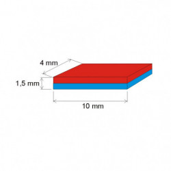 Neodymium magnet prism 10x4x1,5 Au 80 °C, VMM10-N50