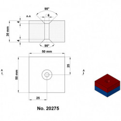 Neodymium magnet prism 50x50x30 N 80 °C, VMM10