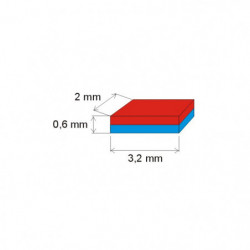 Neodymium magnet prism 3,2x2x0,6 N 150 °C, VMM8SH-N45SH