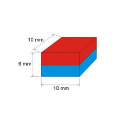 Neodymium magnet prism 10x10x6 N 80 °C, VMM4-N35
