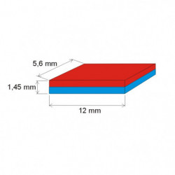 Neodymium magnet prism 12x5,6x1,45 P 180 °C, VMM5UH-N35UH