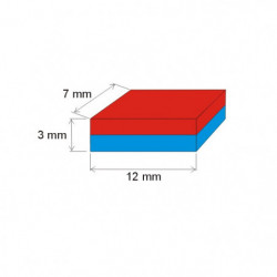 Neodymium magnet prism 12x7x3 N 80 °C, VMM4-N35