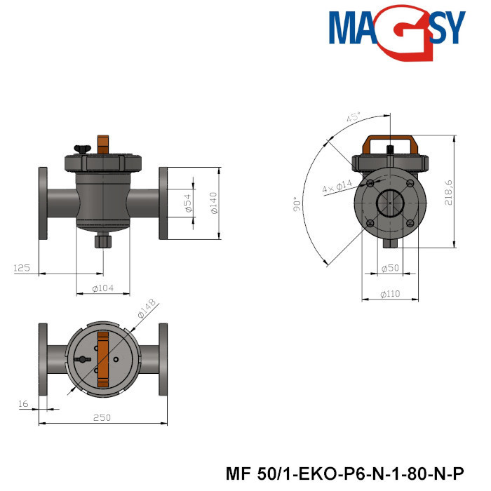 Flow-type magnetic separator MF 50/1 EKO-P6-N-1-80-N-P