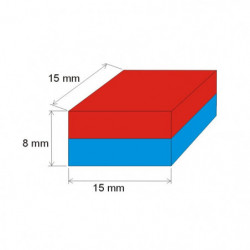 Neodymium magnet prism 15x15x8 N 80 °C, VMM7-N42