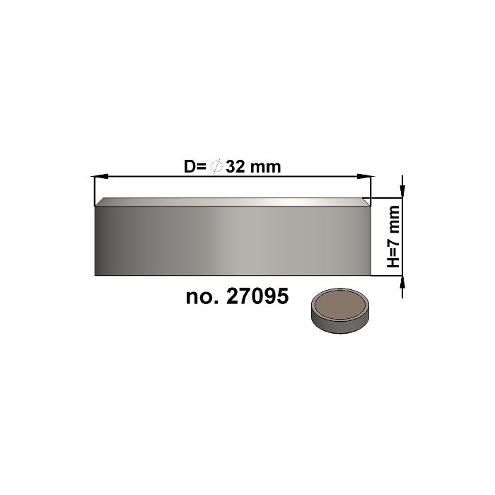 Magnetic lens / pot magnet dia. 32 x height 7 mm, without screw