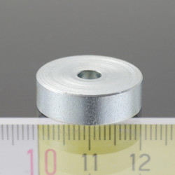Magnetic lens / pot magnet dia. 20, height 6 mm, inner hole for countersunk-head bolt dia. 4,5