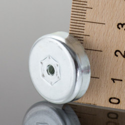 Magnetic lens / pot magnet dia. 25 x height 7 mm with inner screw M4-6H