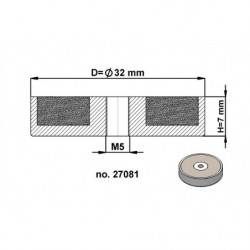 Magnetic lens / pot magnet dia. 32 x height 7 mm with inner screw M5-6H