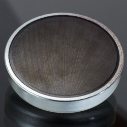 Magnetic lens / pot magnet with stems dia. 13 x height 4,5 mm, with inner screw M3, screw height 7 mm