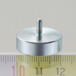 Magnetic lens / pot magnet with stems dia. 20 x height 6 mm, with inner screw M3, screw height 7 mm