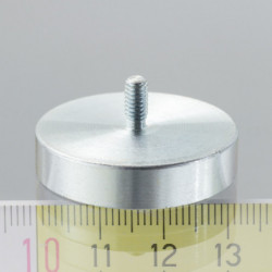Magnetic lens / pot magnet with stems dia. 32 x height 7 mm, with inner screw M4, screw height 8 mm