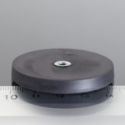 Magnetic lens / pot magnet, rubber-coated, dia. 43x6-M4-6H