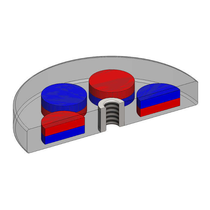 Magnetic lens / pot magnet, rubber-coated, dia. 66x8,5-M6-6H