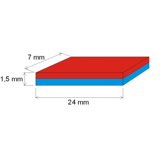 Neodymium magnet prism 24x7x1,5 P 180 °C, VMM6UH-N38UH
