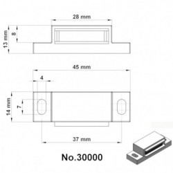 Furniture door magnet, rectangular white