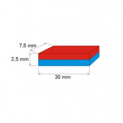 Neodymium magnet prism 30x7,5x2,5 N 180 °C, VMM5UH-N35UH