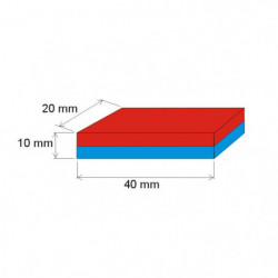 Neodymium magnet prism 40x20x10 N 80 °C, VMM10-N50