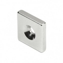 Neodymium magnet prism with a hole for screws with embedded heads 20 x 20 x 4 N 80 °C, VMM4-N35