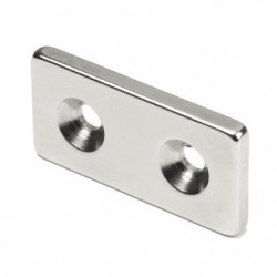 Neodymium magnet prism with a hole for screws with embedded heads 40 x 20 x 4 N 80 °C, VMM4-N35