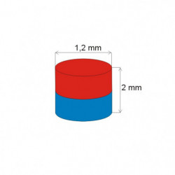 Neodymium magnet cylinder dia.1,2x2 N 180 °C, VMM5UH-N35UH