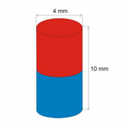 Neodymium magnet cylinder dia.4x10 N 80 °C, VMM8-N45