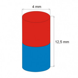 Neodymium magnet cylinder dia.4x12,5 N 80 °C, VMM7-N42