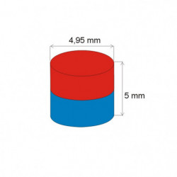 Neodymium magnet cylinder dia.4,95x5 N 80 °C, VMM4-N35
