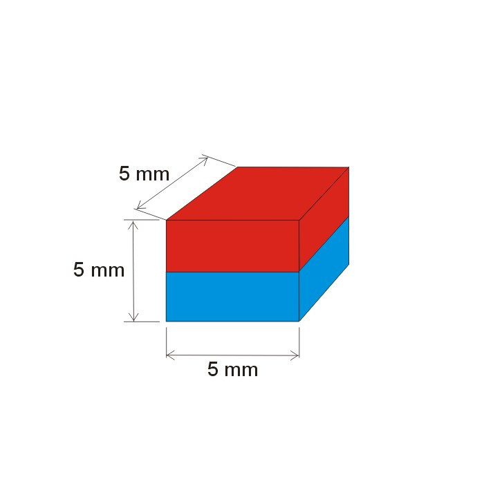 Neodymium magnet prism 5x5x5 N 80 °C, VMM7-N42