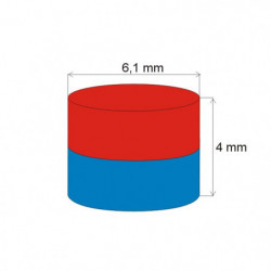Neodymium magnet cylinder dia.6,1x4 N 80 °C, VMM4-N35