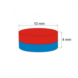 Neodymium magnet cylinder dia.10x4 N 80 °C, VMM4-N35
