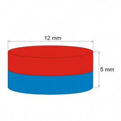 Neodymium magnet cylinder dia.12x5 N 120 °C, VMM4H-N35H