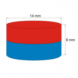 Neodymium magnet cylinder dia.14x8 N 80 °C, VMM4-N30