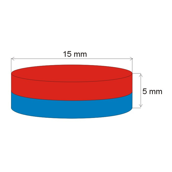 Neodymium magnet cylinder dia.15x5 N 80 °C, VMM4-N35