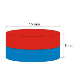 Neodymium magnet cylinder dia.15x8 N 80 °C, VMM7-N42