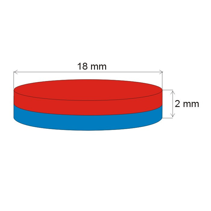 Neodymium magnet cylinder dia.18x2 N 80 °C, VMM4-N35