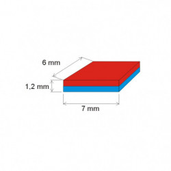 Neodymium magnet prism 7x6x1,2 Au 80 °C, VMM10-N50