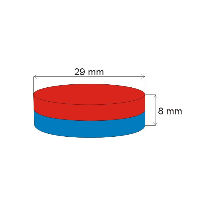 Neodymium magnet cylinder dia.29x8 N 80 °C, VMM10-N50