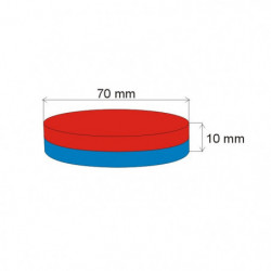 Neodymium magnet cylinder dia.70x10 N 80 °C, VMM7-N38