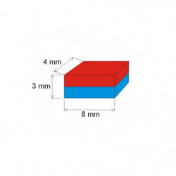 Neodymium magnet prism 8x4x3 N 80 °C, VMM8-N45